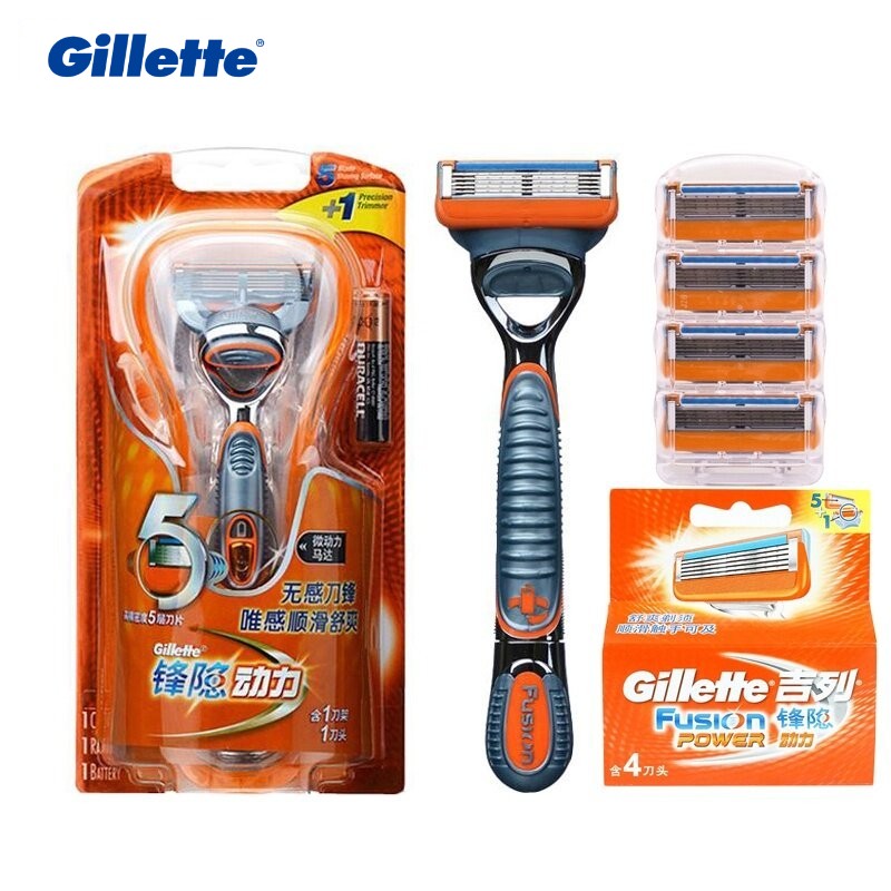 Gillette Fusion điện máy cạo râu điện không thấm nước chạy bằng pin Máy cạo râu 5 lớp lưỡi cạo dao cạo dành cho nam cạo râu dụng cụ tẩy lông lưỡi dao cạo nạp