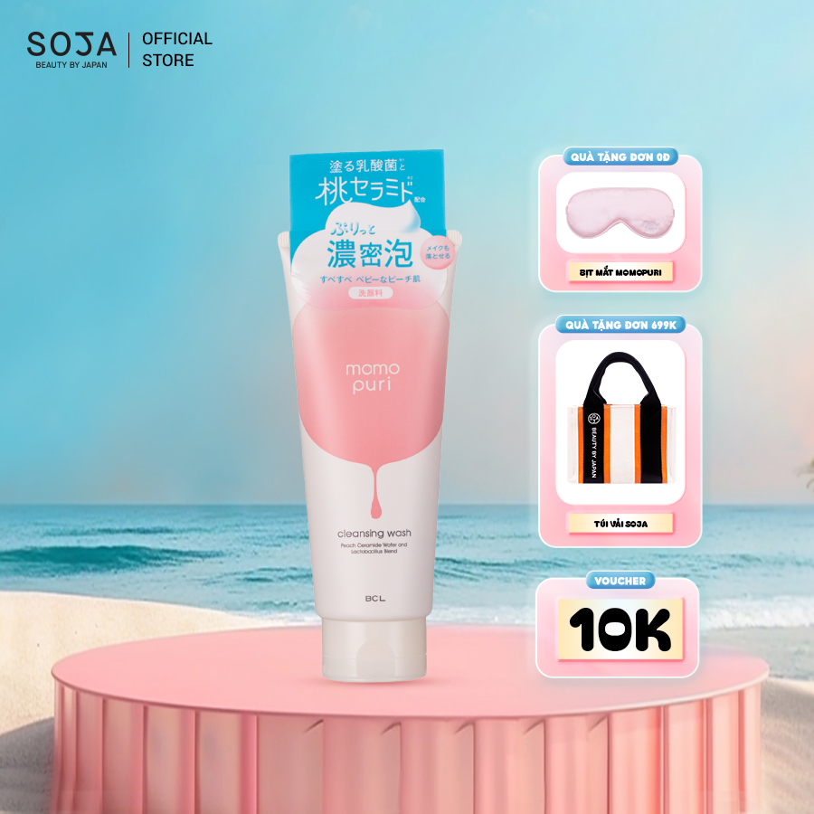 Sữa Rửa Mặt Tẩy Trang Hương Đào Momopuri Cleansing Wash 150G