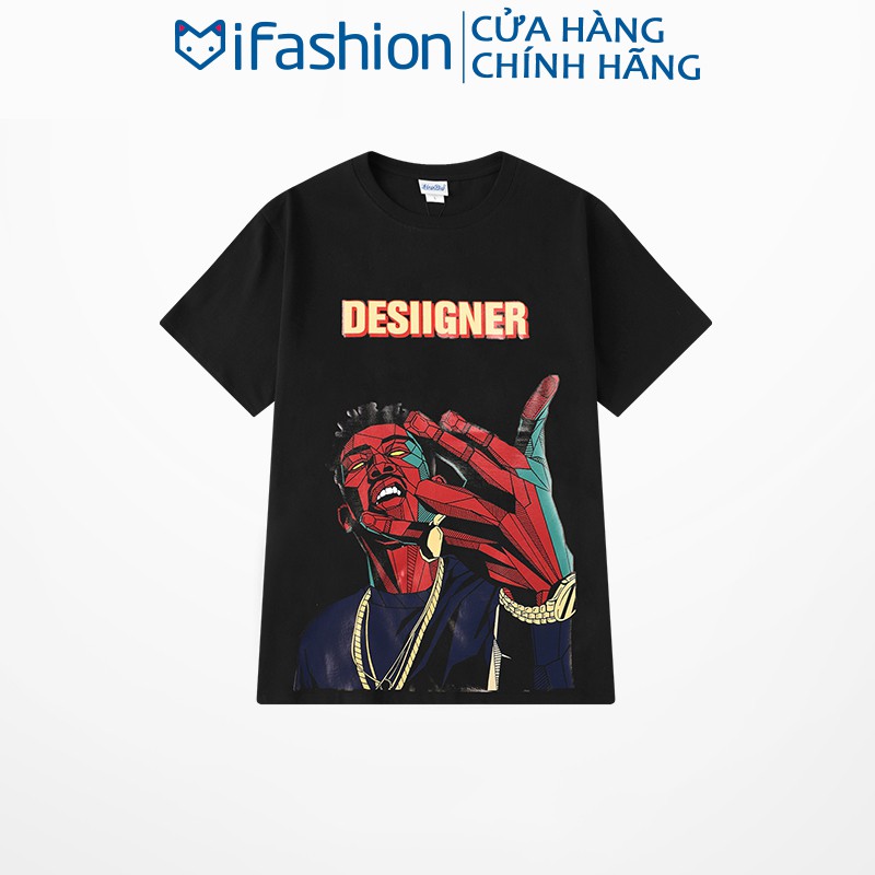 Áo thun unisex IFASHION chất cotton tay lỡ form rộng in hình design N104