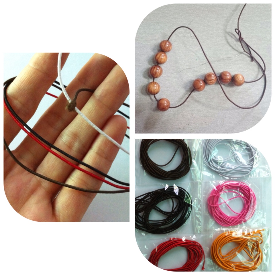 🍀🌺 3 đoạn dây chỉ thun co giãn xâu xỏ hạt gỗ trầm hương, 2 mét mỗi đoạn