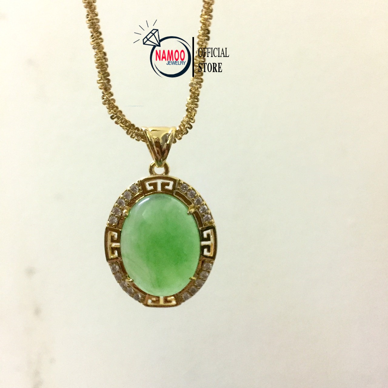 Dây chuyền nữ, mặt dây chuyền đá xanh ngọc v590 namoo jewelry chuyên sỉ