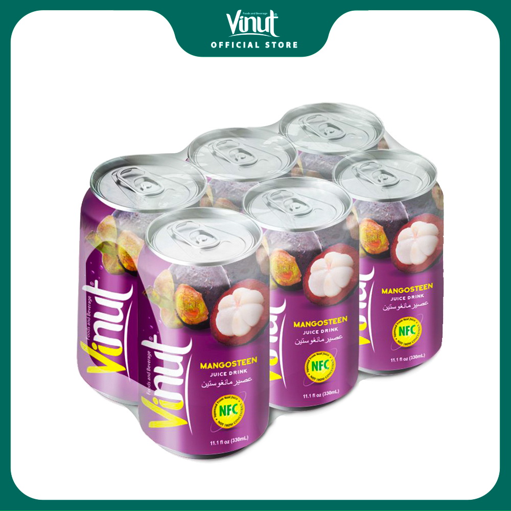 [FREE SHIP] Lốc 06 Lon Nước Ép Măng Cụt Vinut 330ml