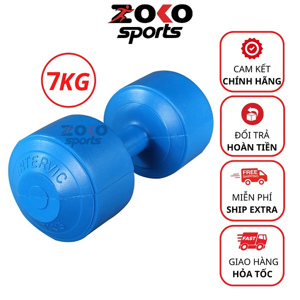 Tạ tay nhựa 7kg, quả tạ tập tay bọc nhựa đã nhồi có thép chống gãy