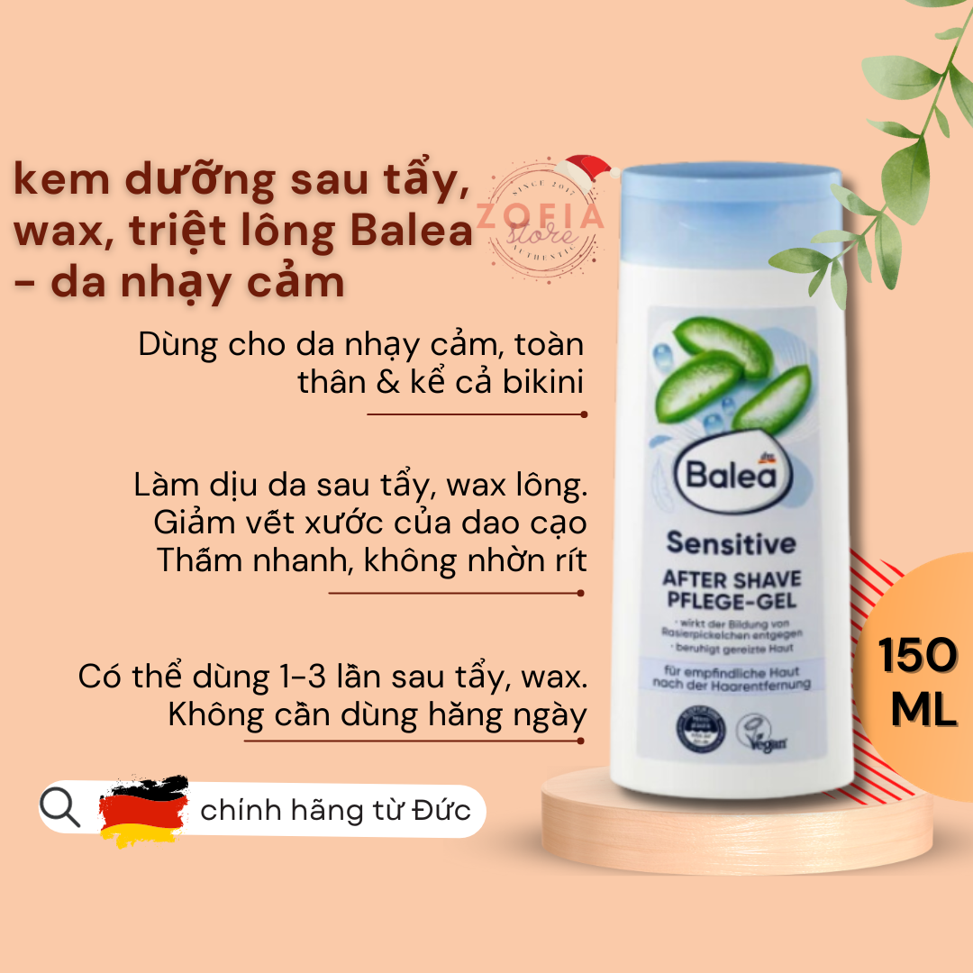 [HCM]Kem dưỡng làm dịu da sau tẩy lông Balea cho da nhạy cảm