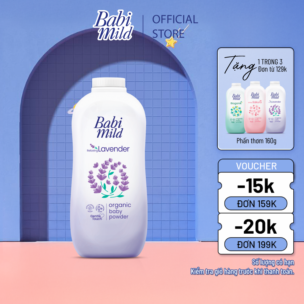 Phấn Thơm Trẻ Em Babi Mild Lavender Chai 160g