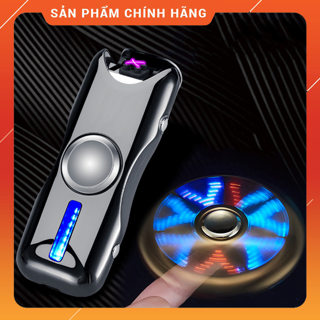 Hộp Quẹt Bật Lửa Hồng Ngoại 915 Sạc Điện Qua Cổng USB Kiểu Dáng Spinner 2 Cánh Tạo 18 Hiệu Ứng Đèn L