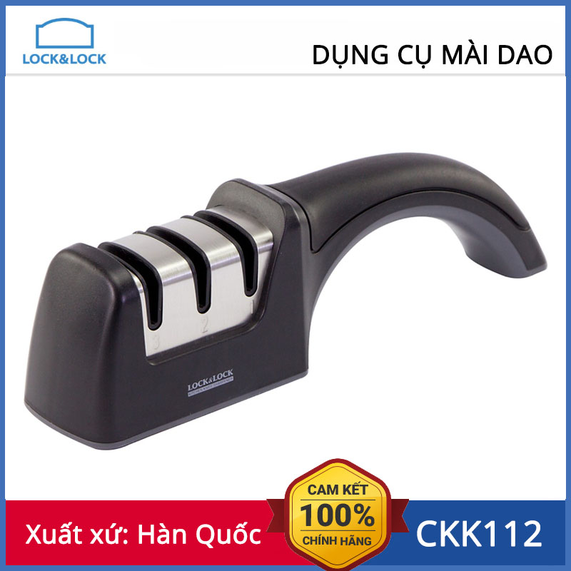 Dụng cụ mài dao kéo cao cấp đa năng 3 lớp Lock&Lock CKK112 có tay cầm và đế chống trượt chắc chắn