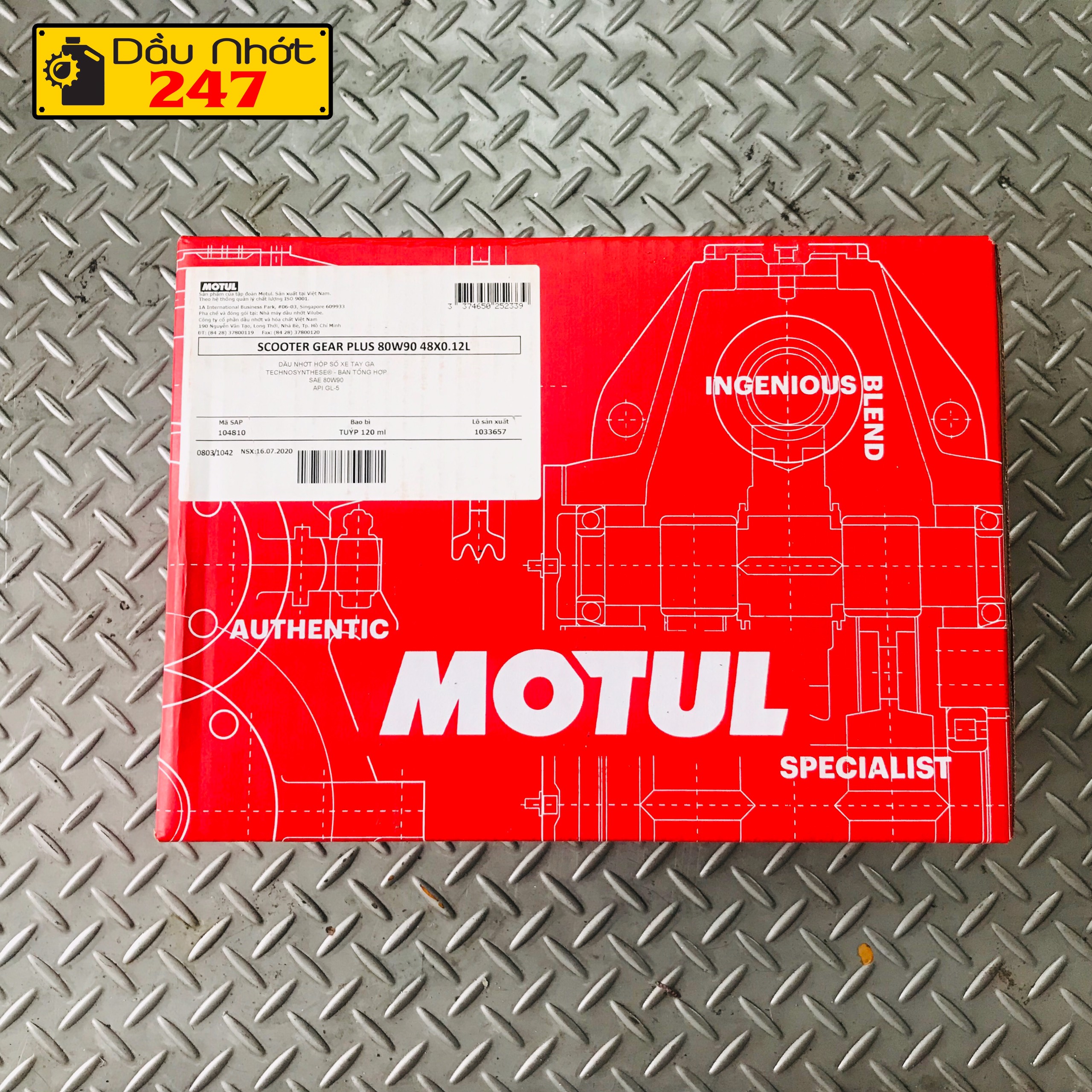 (Bán Sỉ) Thùng láp Motul Gear Plus 80w90 120ml x 48 tuýp