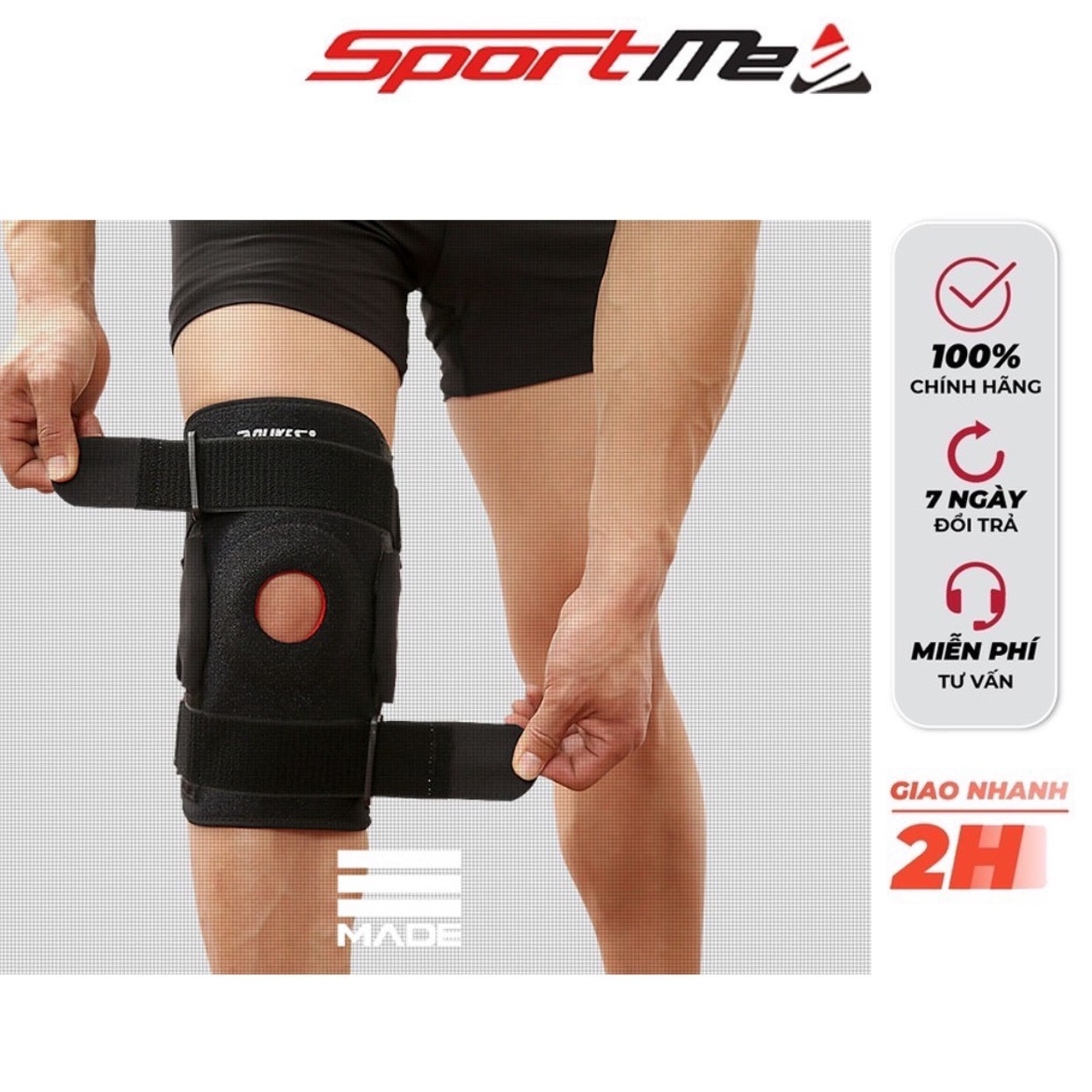Đai Cuốn Băng Đầu Gối Bảo Vệ Khớp Gối 7907 Bó Gối Thể Thao Silicon Cao Cấp Sportme