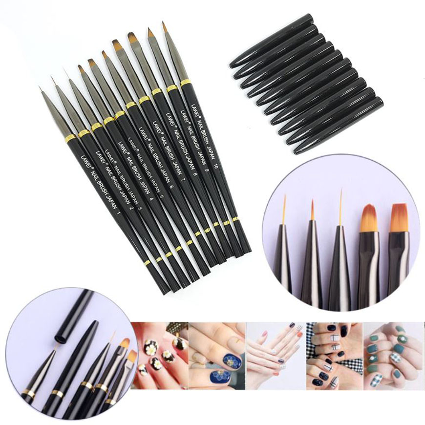 Bộ Cọ Bút LAWEI Nail Brush Japan 10 Cây cọ vẽ móng- cọ nét - cọ đắp gel - bộ cọ với đủ các chức năng - cọ vẽ hoa - đắp hoa - đắp gel chuyên dụng cho dân làm móng