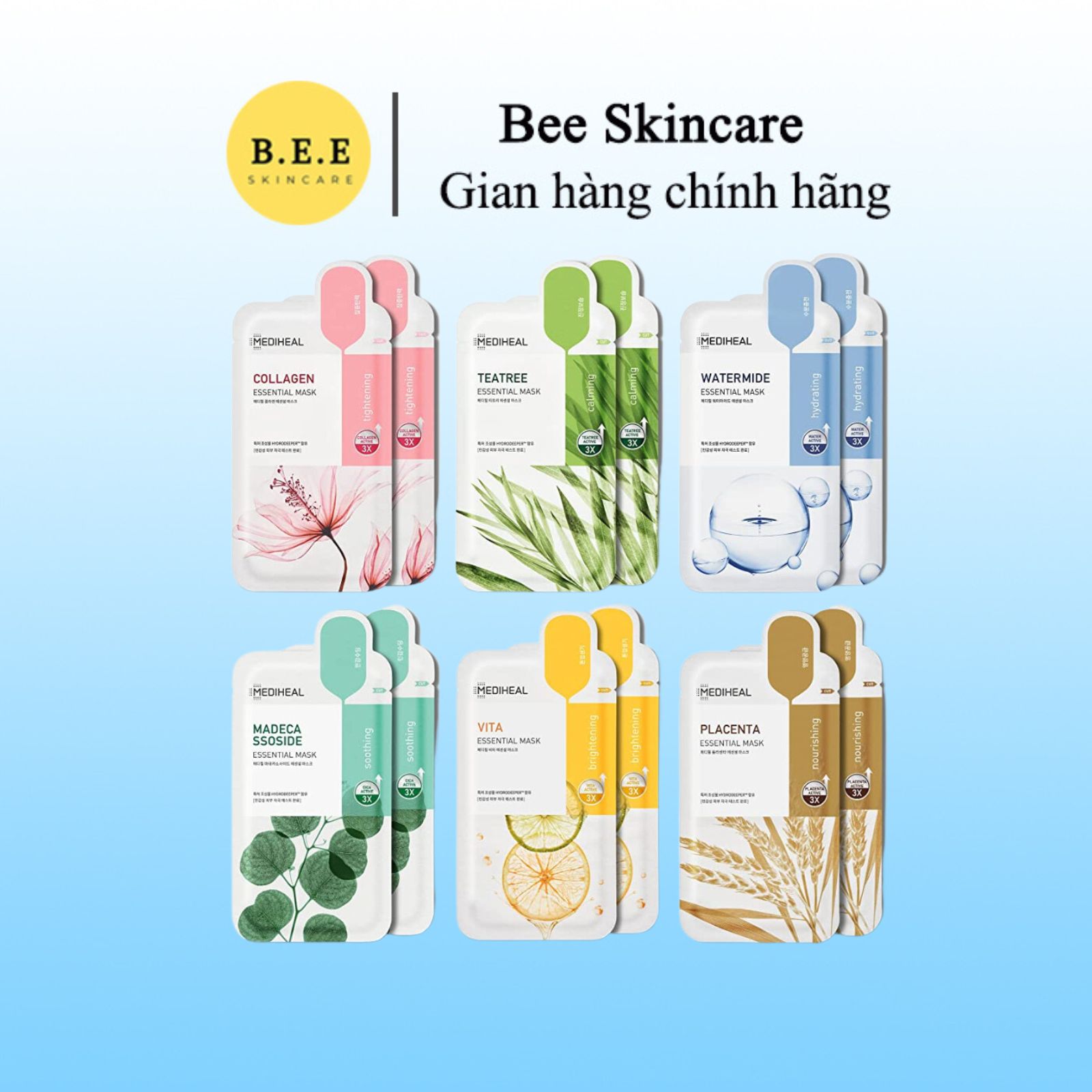 Mặt Nạ Giấy Mediheal Essential Mask Cấp Ẩm, Dưỡng Sáng Da, Làm Dịu Da, Bee Skincare