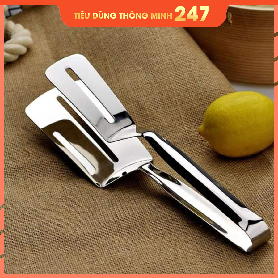 Xẻng kẹp gắp lật thức ăn bằng INOX 304 hàng cao cấp