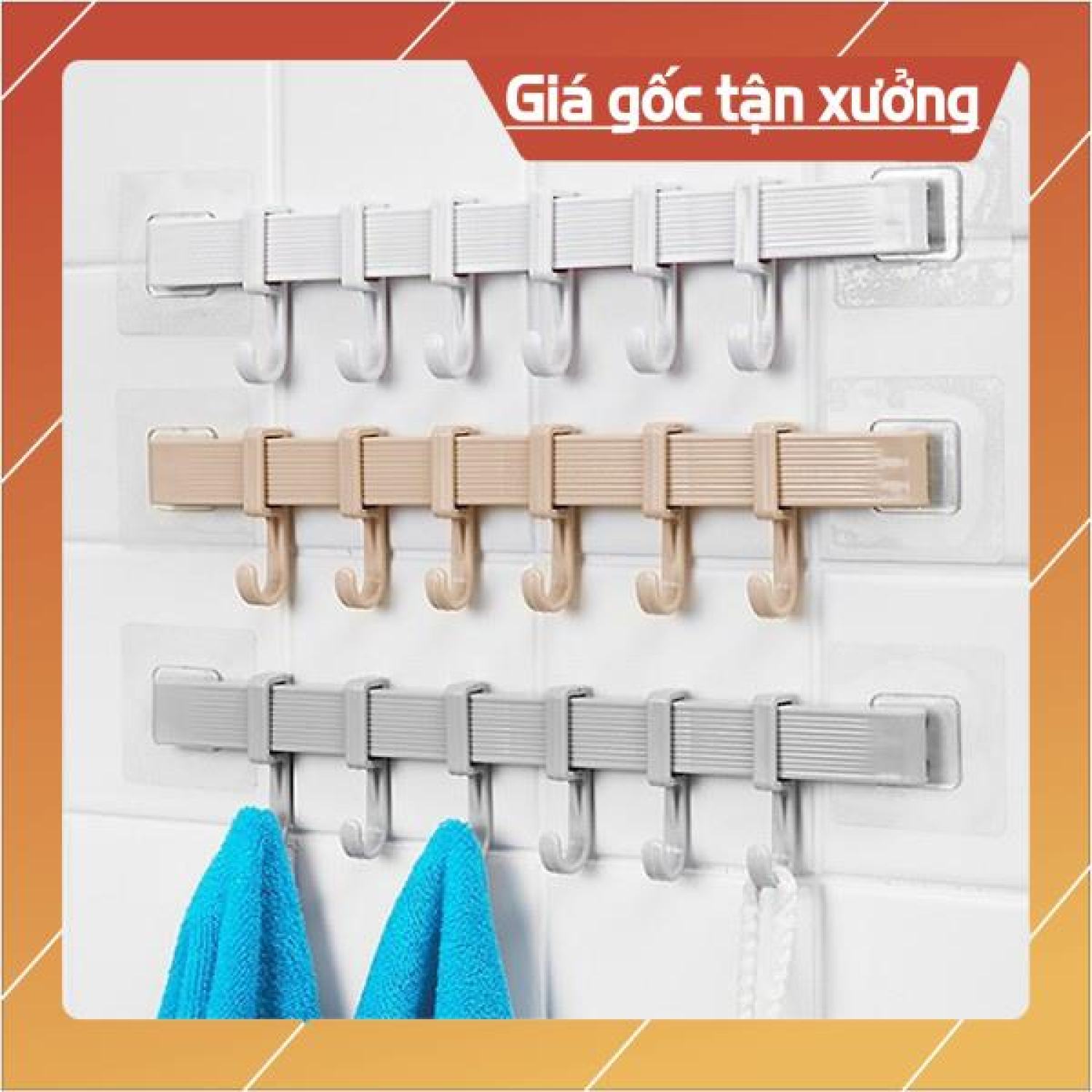 Thanh treo đồ 6 móc dán tường siêu đẹp chắc chắn