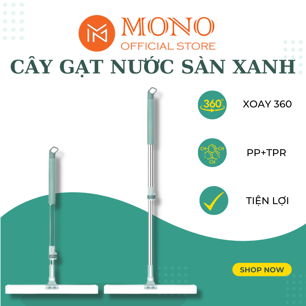 Cây gạt nước sàn nhà cao cấp, chổi gạt kính cầm tay đa năng lưỡi silicon mềm dẻo, đầu cây tùy chỉnh 180 độ
