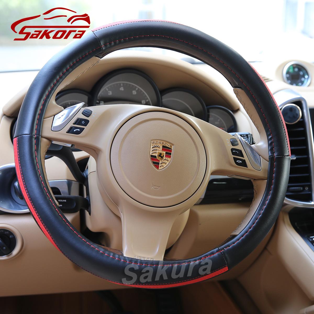 [HCM]Bọc Vô Lăng Giá hấp dẫn- Hàng Chất Lượng - Size 38 -M- Mẫu C6- Đen Thêu chỉ đỏ