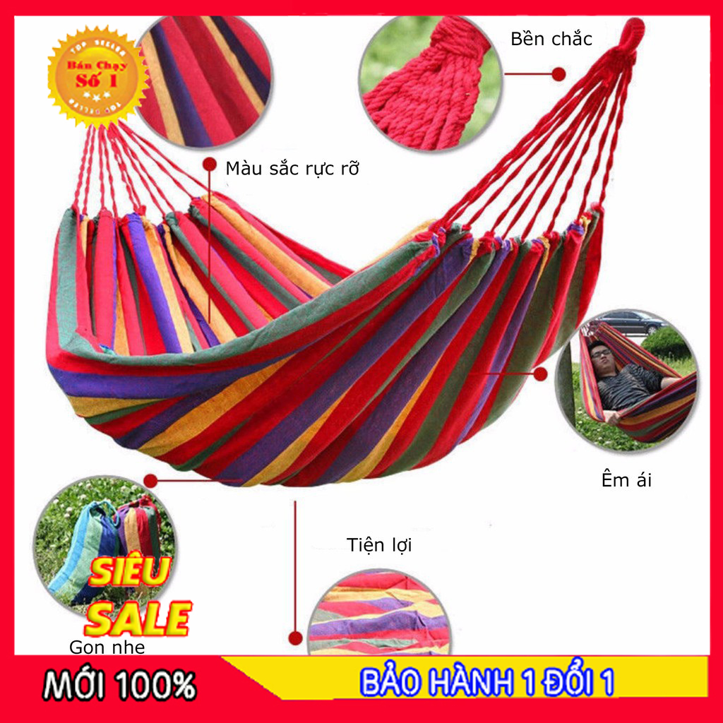 Võng Ngoài Trời Nhiều Màu , Võng Vải Dù Nhiều Màu Sắc Chất Lượng Cao tặng kèm dây cột - Cam kết hàng như hình