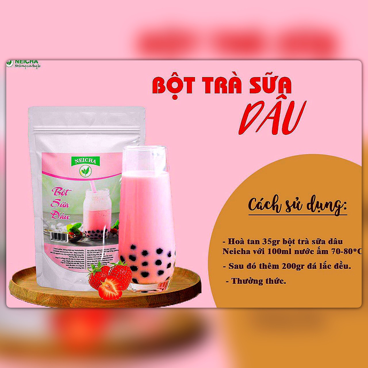 Trà sữa vị dâu pha sẵn siêu nhanh. date mới