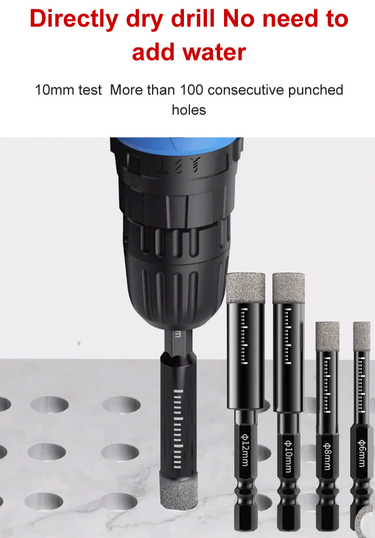 luoaa01 Brazed hexagonal handle hole opener, ceramic tile marble drilling drill bit hole opener