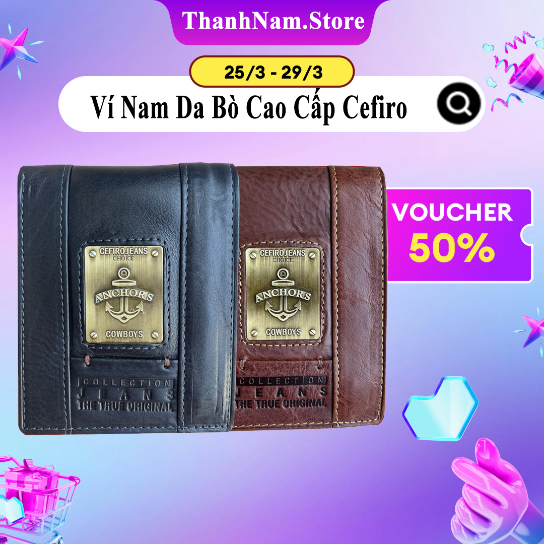 Ví nam da bò cao cấp Cefiro , bóp nam cao cấp da bò nhập khẩu , đường chỉ khâu tinh tế , kiểu dáng đứng năng động trẻ trung , bảo hành bong da trong 18 tháng lỗi đổi mới