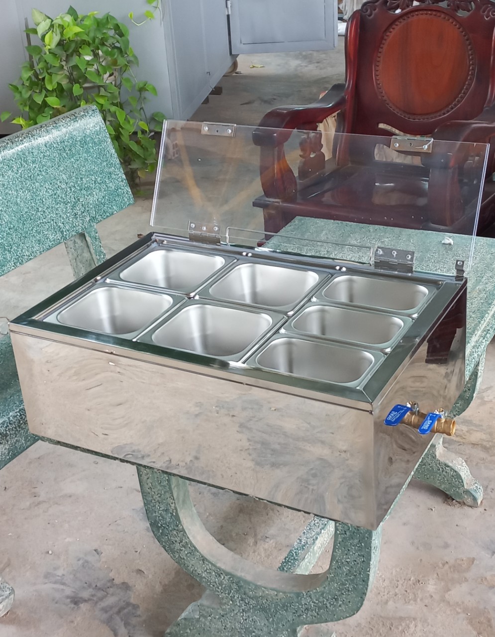 Thùng đá inox ướp lạnh khây, giữ lạnh topping trà sữa, chè