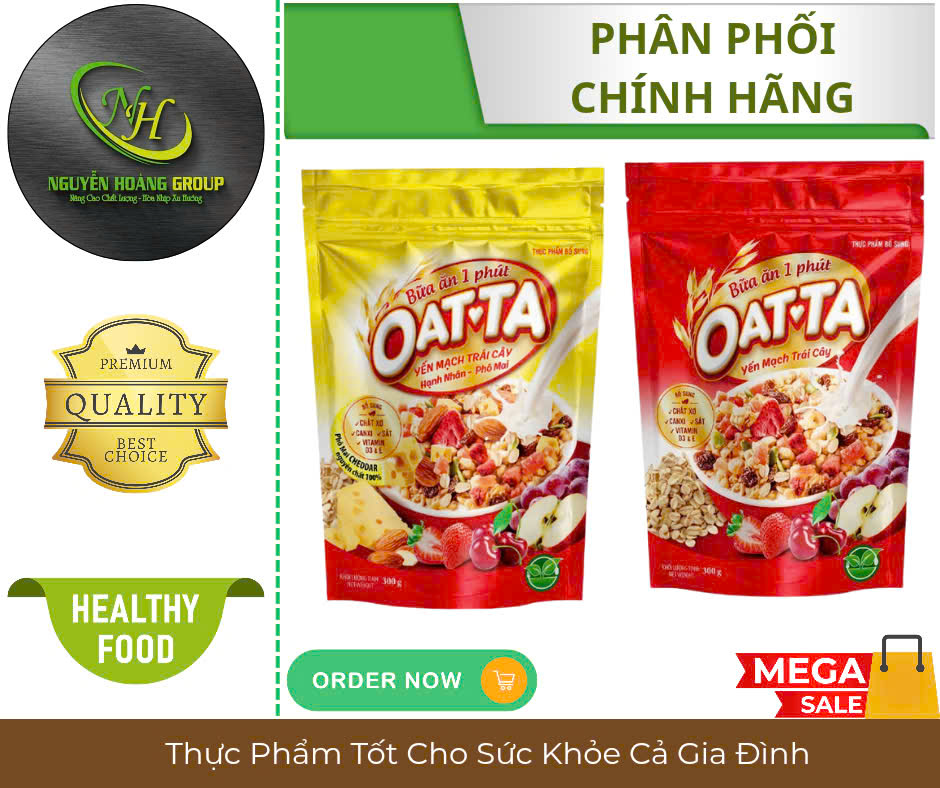 COMBO 2 GÓI - Oatta Yến Mạch Trái Cây 300g ( 1 Gói Yến Mạch Trái Cây & 1 Gói Hạnh Nhân Phô Mai)
