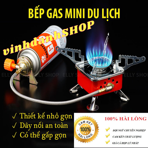 [ HÀNG XỊN- KÈM DÂY NỐI GAS AN TOÀN ] Bếp gas mini du lịch xếp gọn siêu nhỏ gọn có dây nối bình gas an toàn, bếp được làm bằng hợp kim thép không rỉ