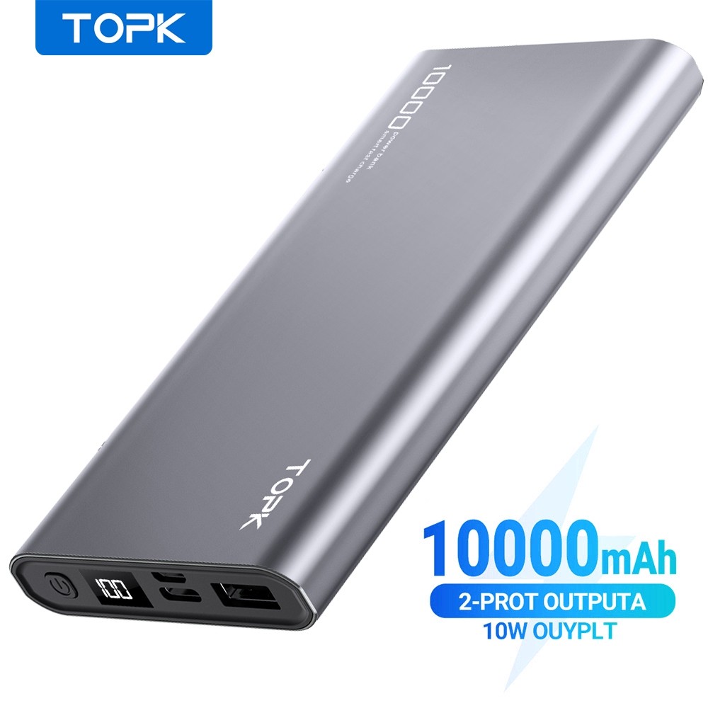 Pin Sạc Dự Phòng TOPK Dung Lượng 10000Mah Có Màn Hình Điện Tử - Hàng chính hãng