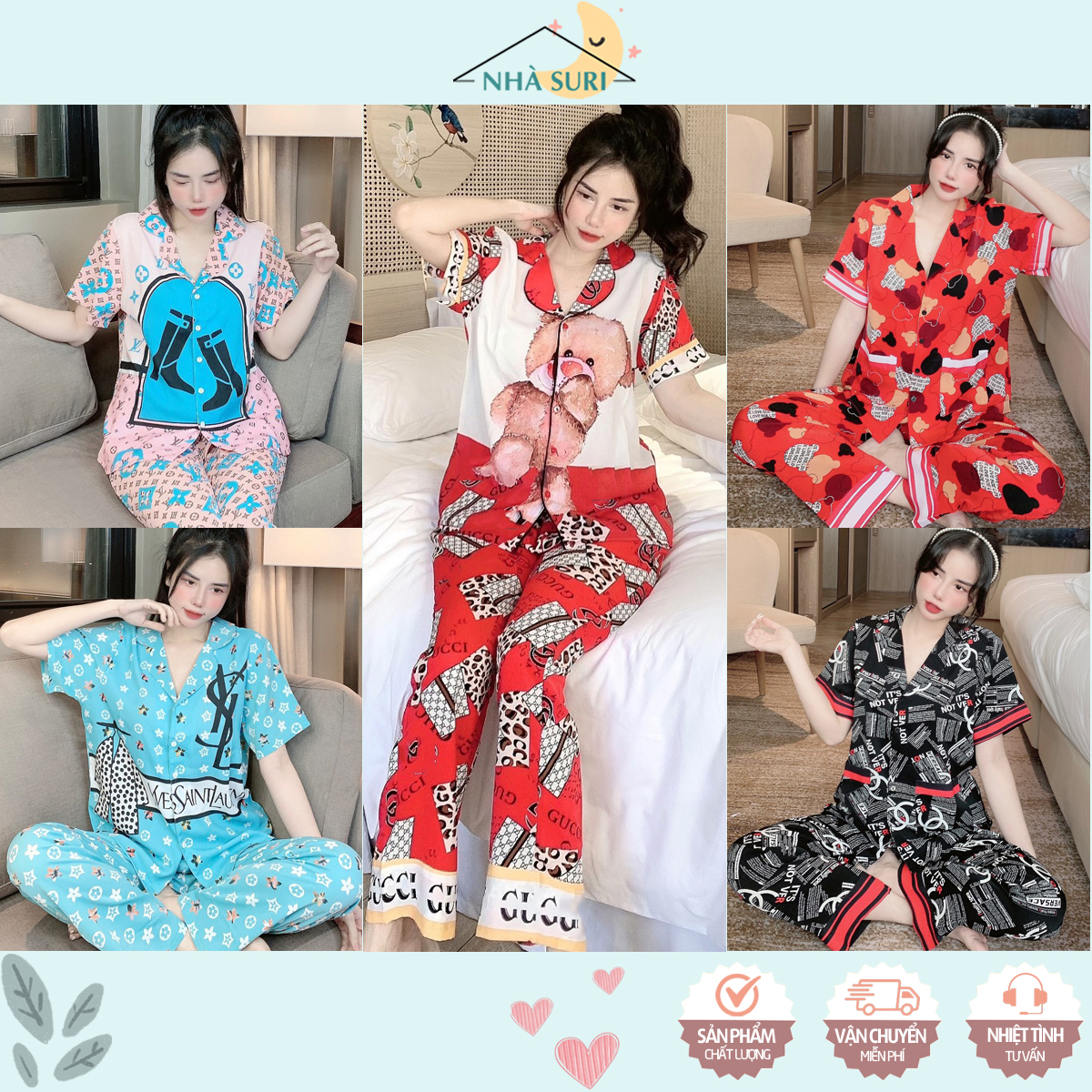 Đồ bộ pizama mặc nhà lụa Mango tay ngắn quần dài, set ngủ lụa mango mềm mịn Nhà Suri