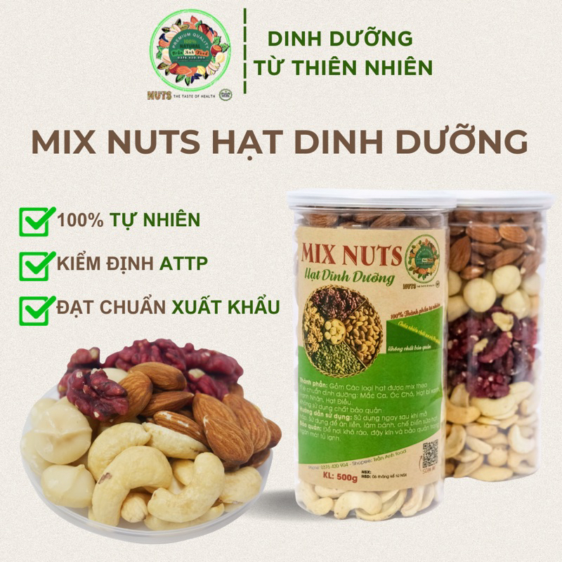 Hạt dinh dưỡng mix 4 hạt ta healthy - hạt dinh dưỡng macca, hạnh nhân, hạt điều, hạt óc chó đỏ mang nhiều dinh dưỡng