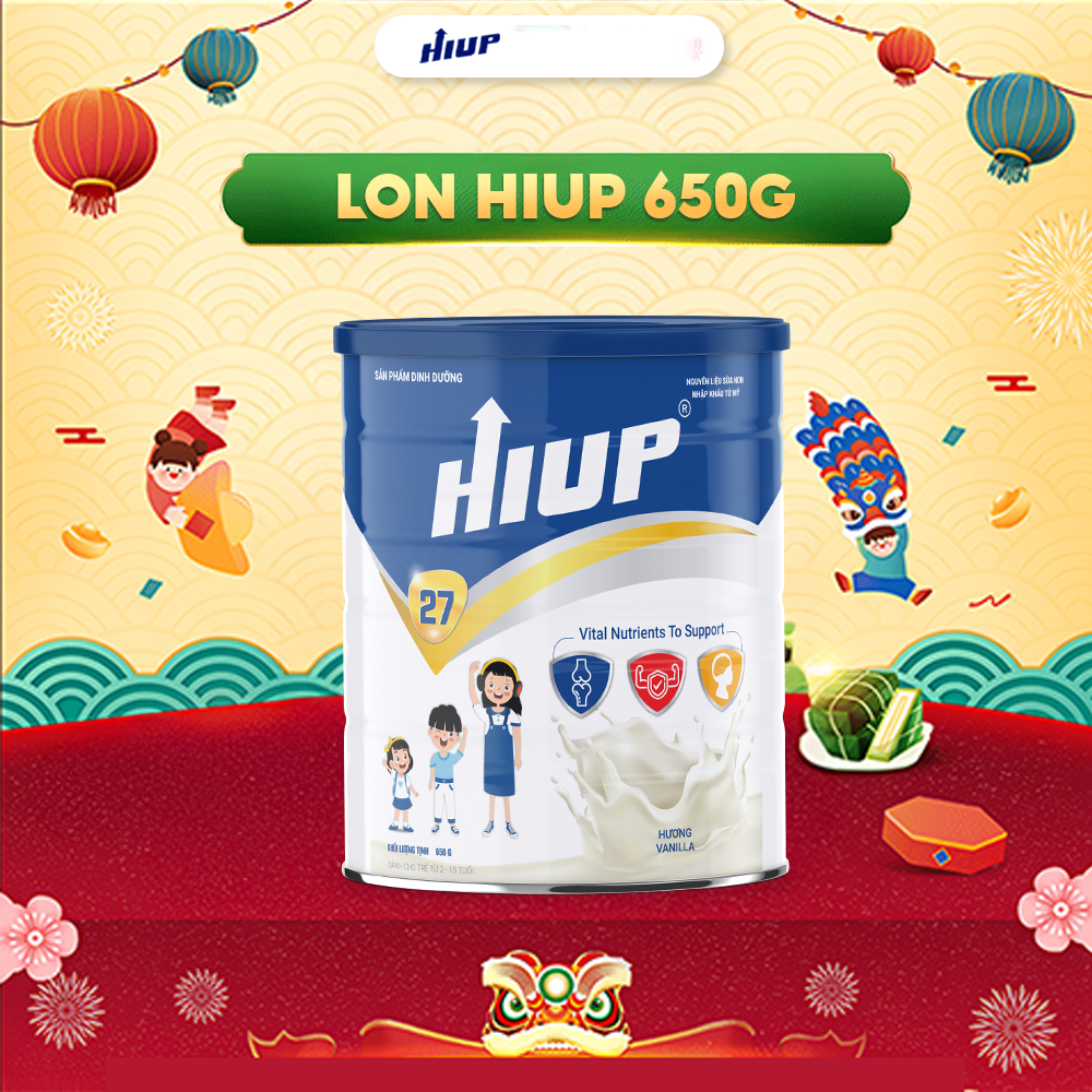 Sữa Bột HIUP Công Thức Hoa Kỳ Hộp 650g, Sữa Tăng CHiều Cao Cho Trẻ Từ 2 - 15 Tuổi, Bổ Sung DHA, Vitamin D3 K2 Cho Bé Hàng Chính Hãng - NOT VAT