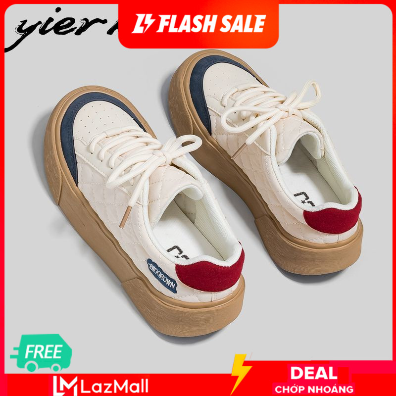 Yierku 【Free Shipping Miễn phí vận chuyển】Giày vải mới mùa thu 2022 sinh viên giày trắng nhỏ giày trắng thoáng khí giày bảng thời trang