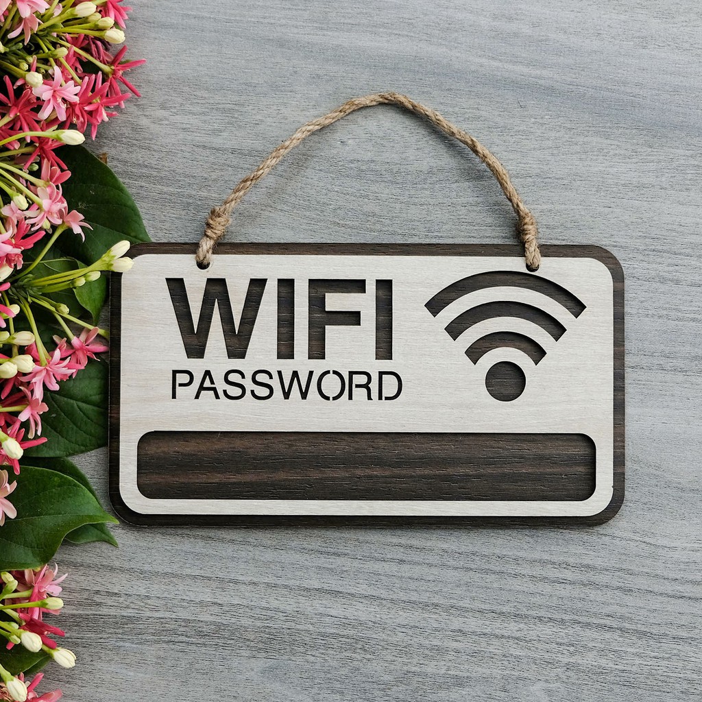 Bảng gỗ trang trí wifi password treo tường