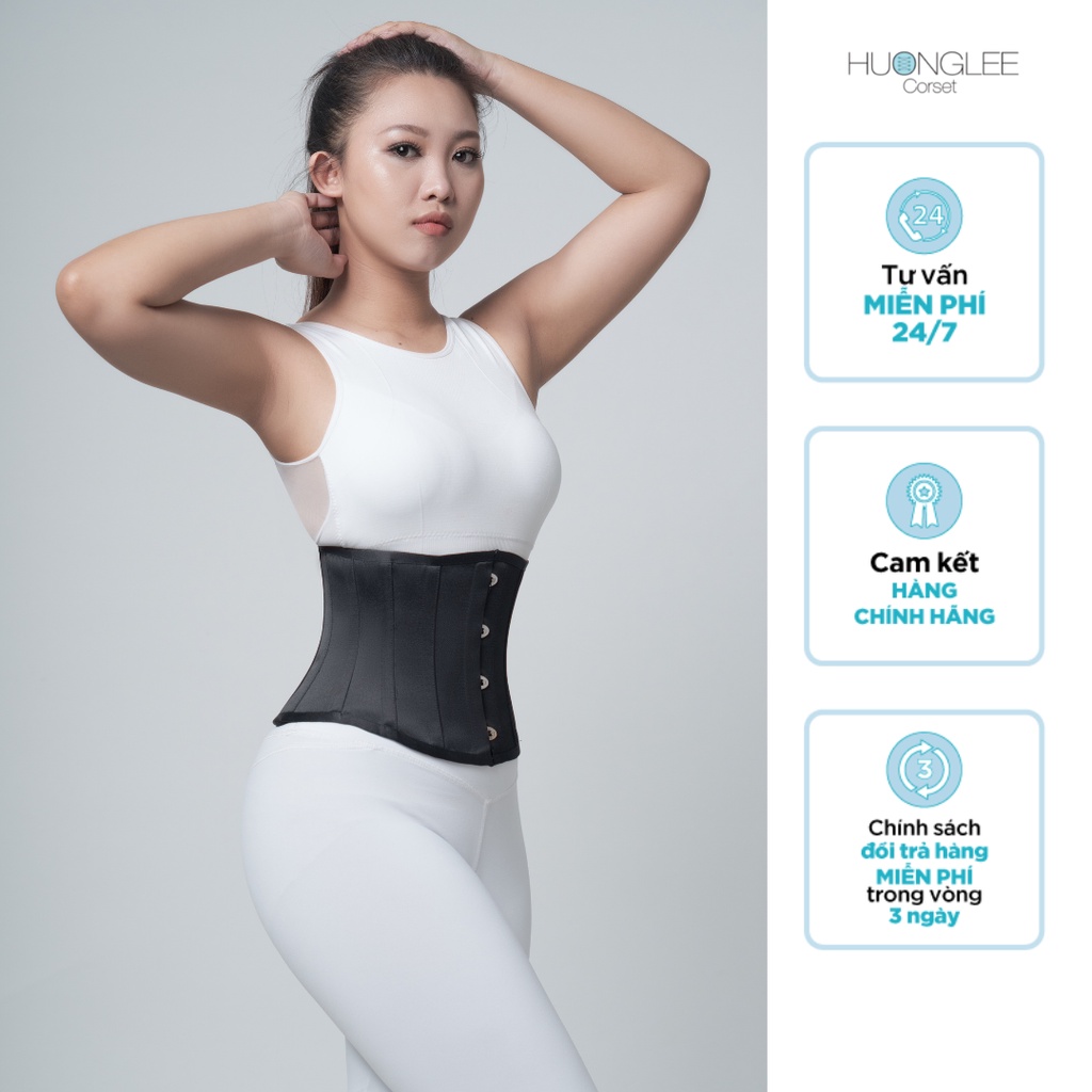 Đai gen nịt bụng corset 12 xương ngắn chất liệu satin bóng hỗ trợ giảm eo giảm mỡ bụng hiệu quả