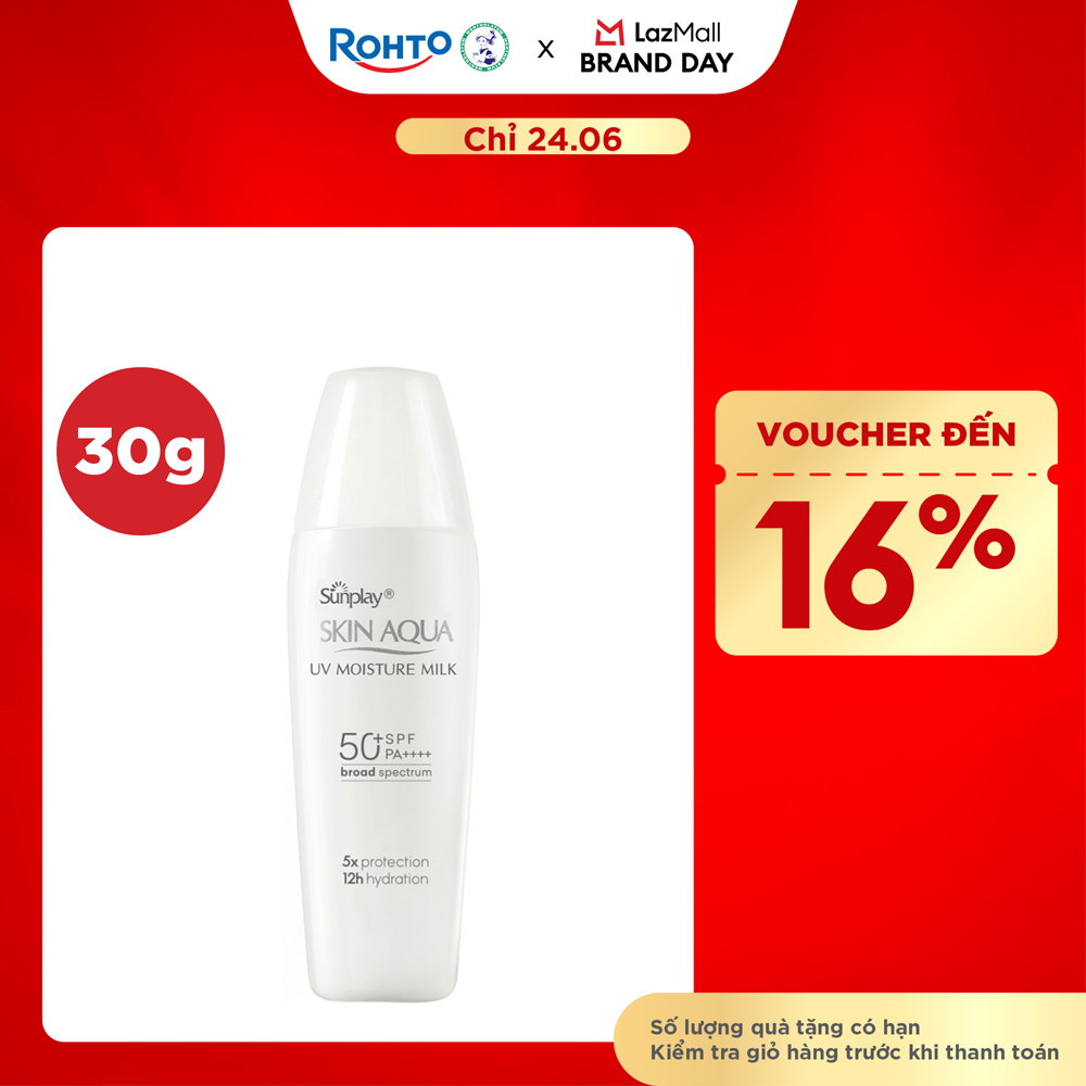 Kem chống nắng Skin Aqua dưỡng ẩm, dạng sữa dùng hàng ngày Sunplay Skin UV Moisture SPF 50, PA++++ 30g