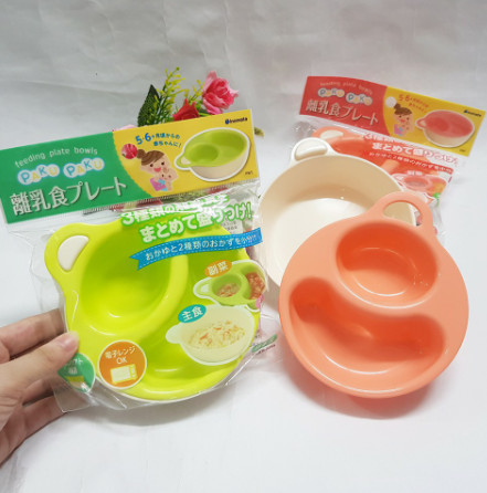 Bộ chén ăn dặm chia ngăn paku inomata cho bé -nhật bản