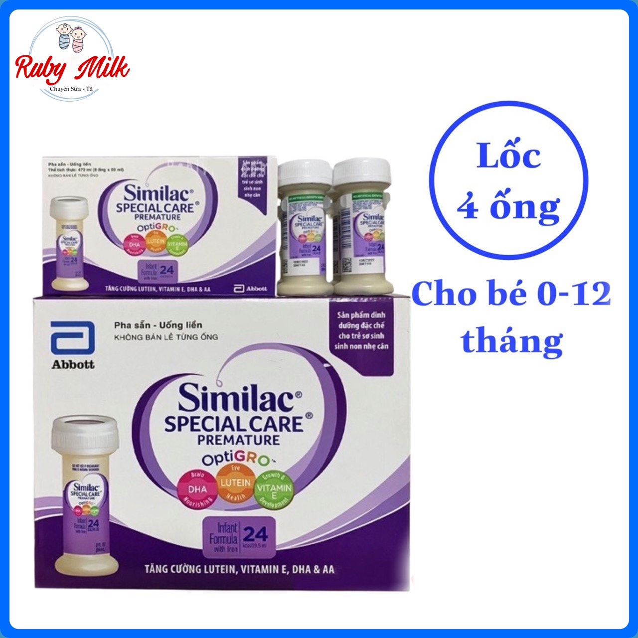 [Date 2.2026] Lốc 4 ống Sữa Similac pha sẵn 24k Special Care Premature - Cho bé sinh non, nhẹ cân