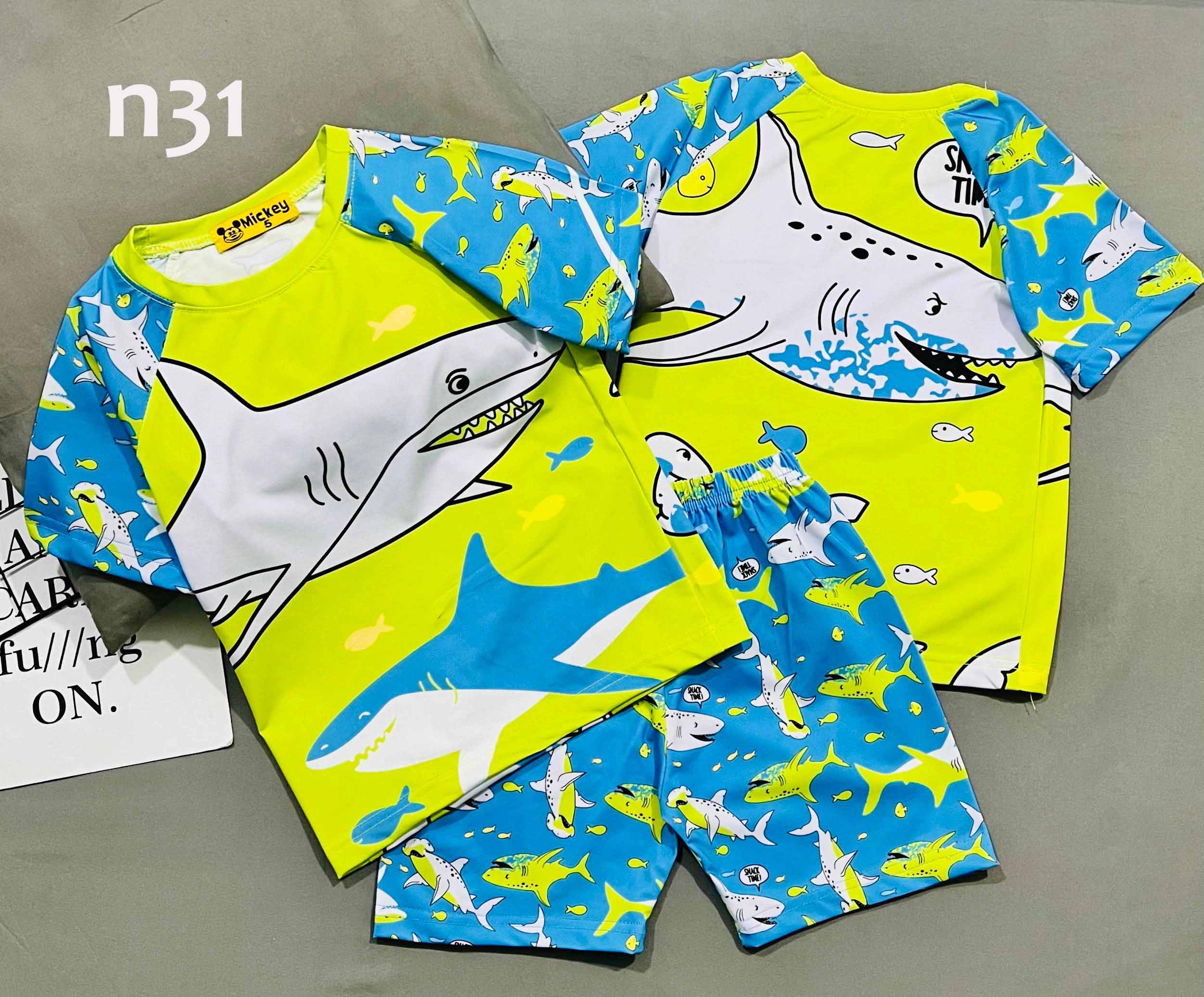 Bộ thun lạnh 3d cho bé trai size nhí từ 12kg-26kg