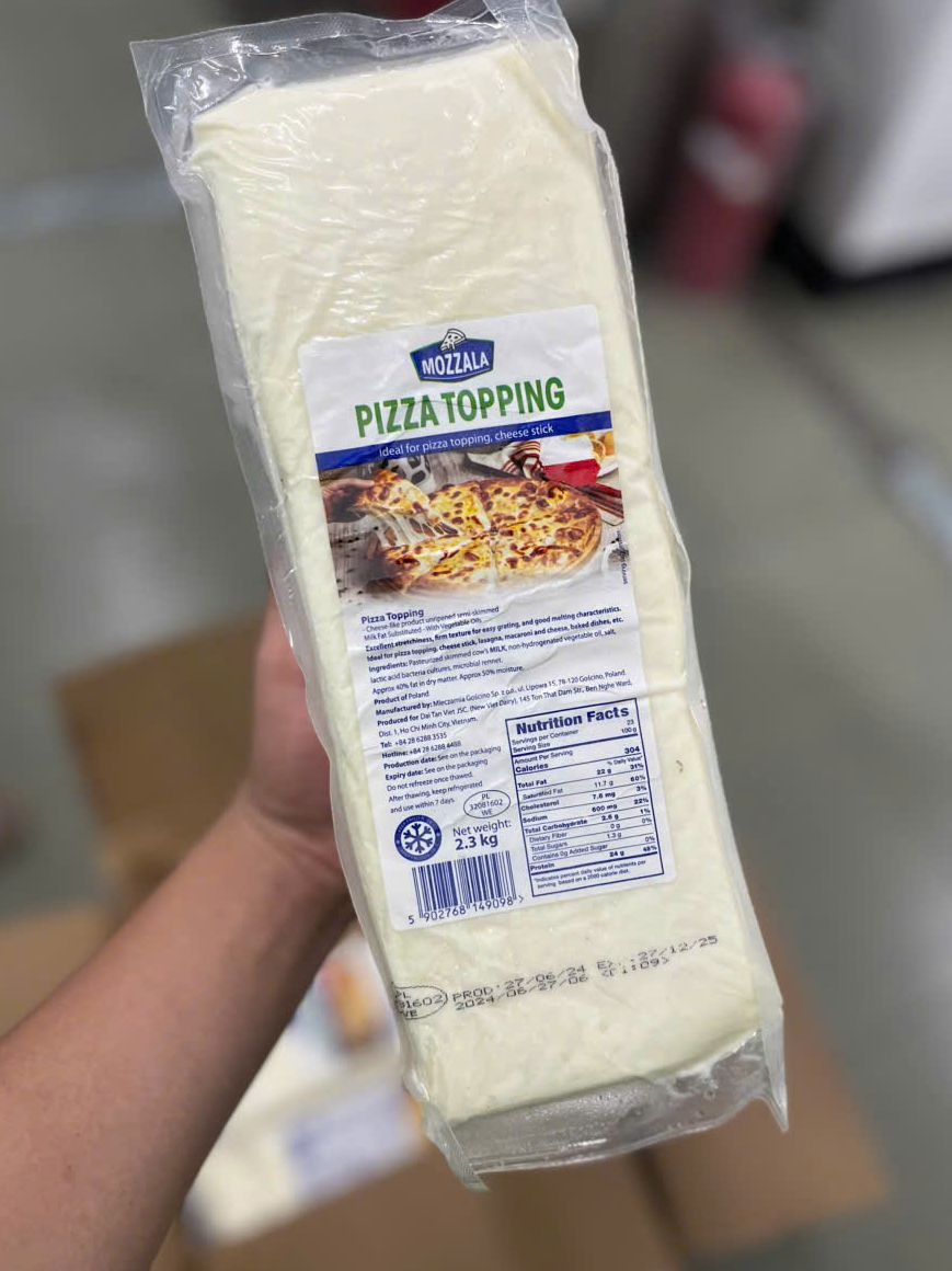 PHÔ MAI MOZZARELLA PIZZA TOPPING ARLA KHỐI 2,3KG (hỏa tốc hcm)