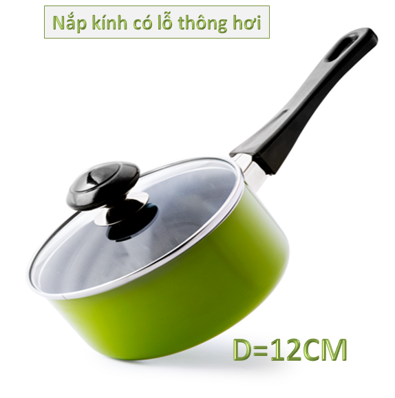 Nồi quấy bột Cao Cấp màu xanh lá cho bé, Đường Kính 12cm, chiều cao 8cm Siêu Chống Dính, Làm Từ hợp kim nhôm dẫn nhiệt tỏa đều, không gây hại cho sức khỏe, không gỉ sét. Có ảnh thật