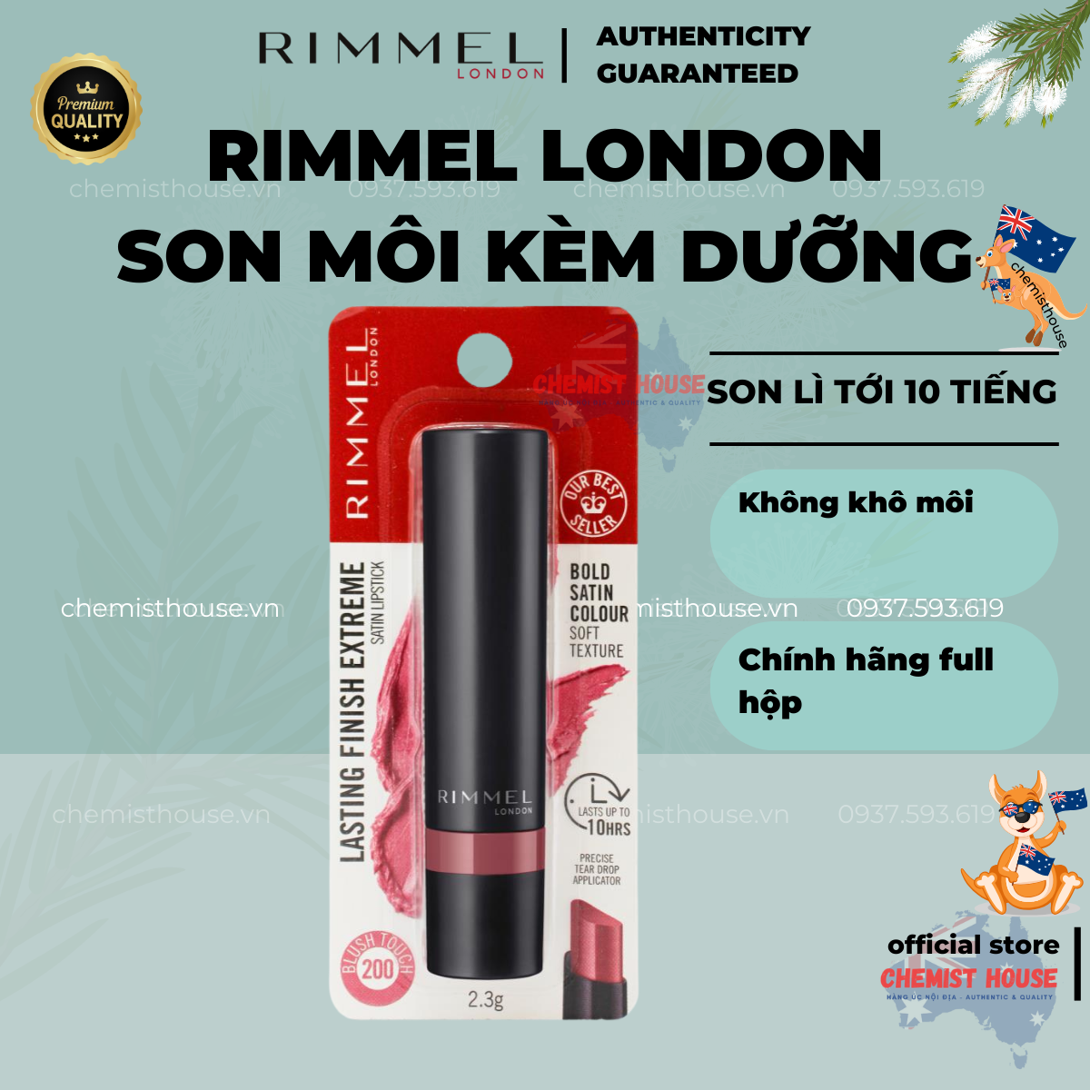 Son môi bản úc dạng lì satin lasting finish extreme lipstick 2.3 gr môi mềm mịn lâu trôi