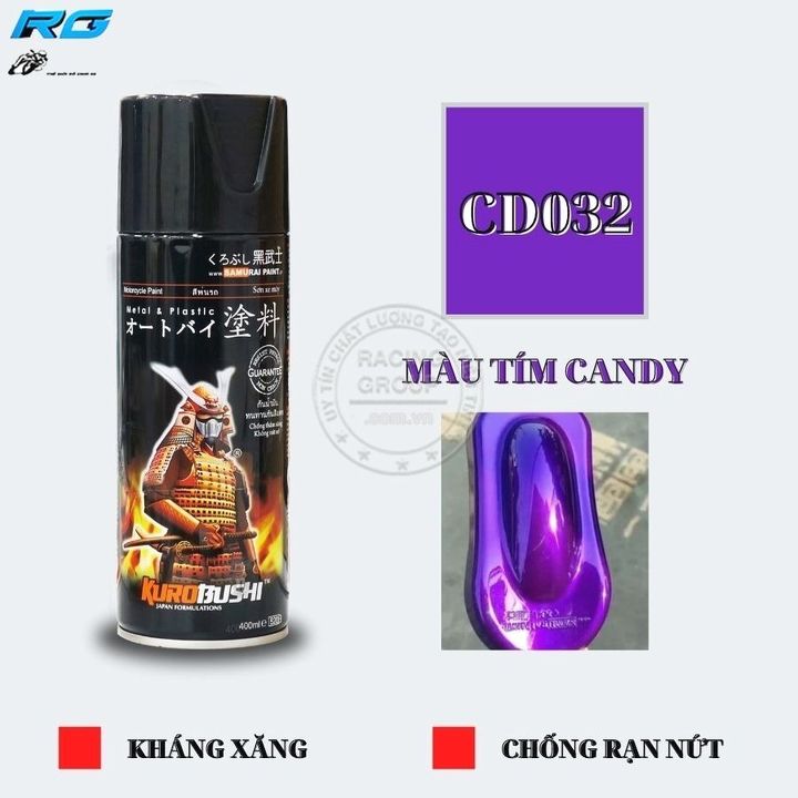 Sơn xịt samurai màu tím candy - mã cd032*