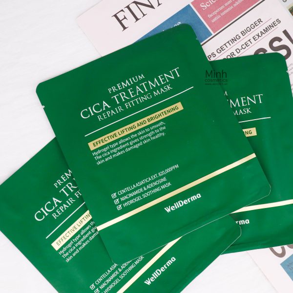 Mặt Nạ Thạch Rau Má Cho Da Mụn WellDerma Premium Cica Treatment