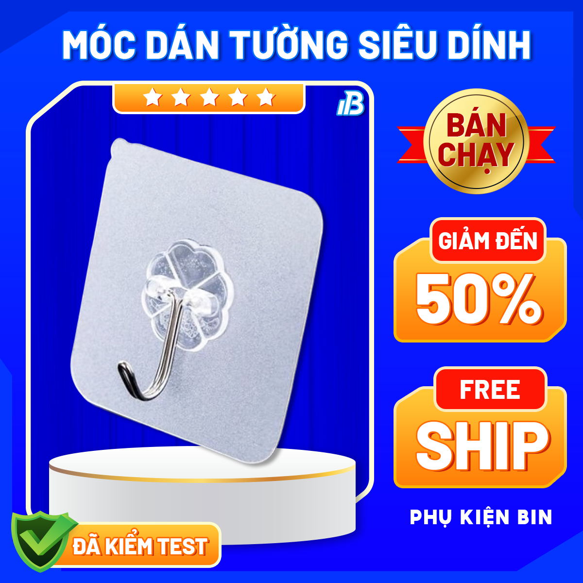 Móc dán tường siêu dính chịu lực 10kg Móc dán tường chịu lực trong suốt