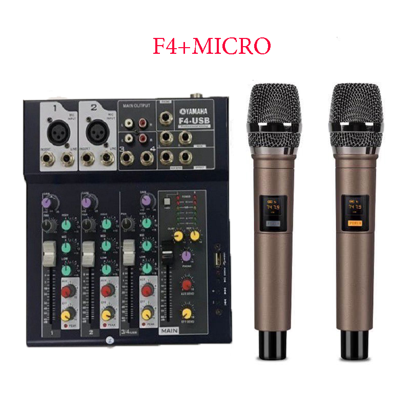 [HCM][ XẢ KHO CUỐI NĂM ] Combo Trọn Bộ Mixer Yamaha F4 Bluetooth - Tặng Kèm 2 Micro Không Dây Bàn Mixer F4 Live Stream | Karaoke Xe Hơi Hỗ Trợ Màn Hình LED Có Bluetooth Dành Cho Loa Kéo - Âmly Dàn Hát Karaoke Gia Đình Âm . Bảo Hành 12 Tháng