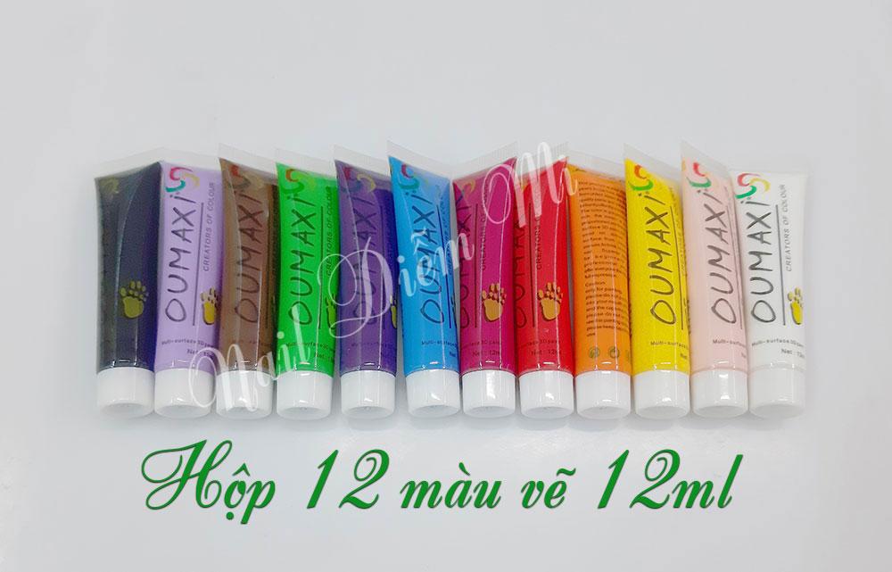 Hộp 12 tuýp màu vẽ 12ml