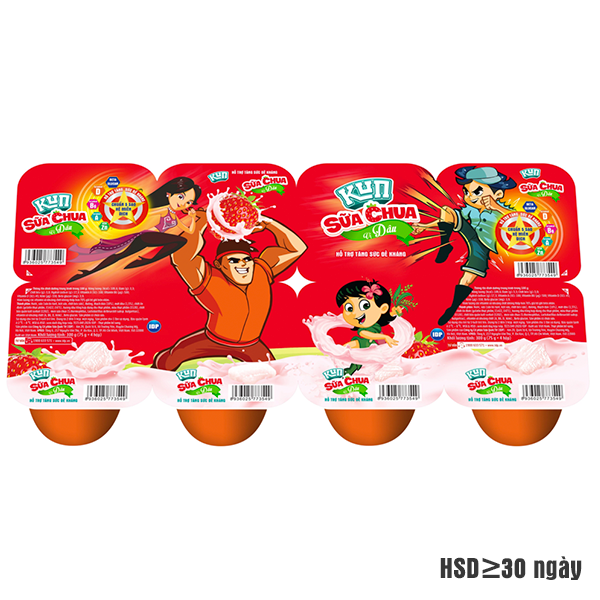 Sữa chua ăn kun thạch vị dâu 75gr thùng 48 hộp