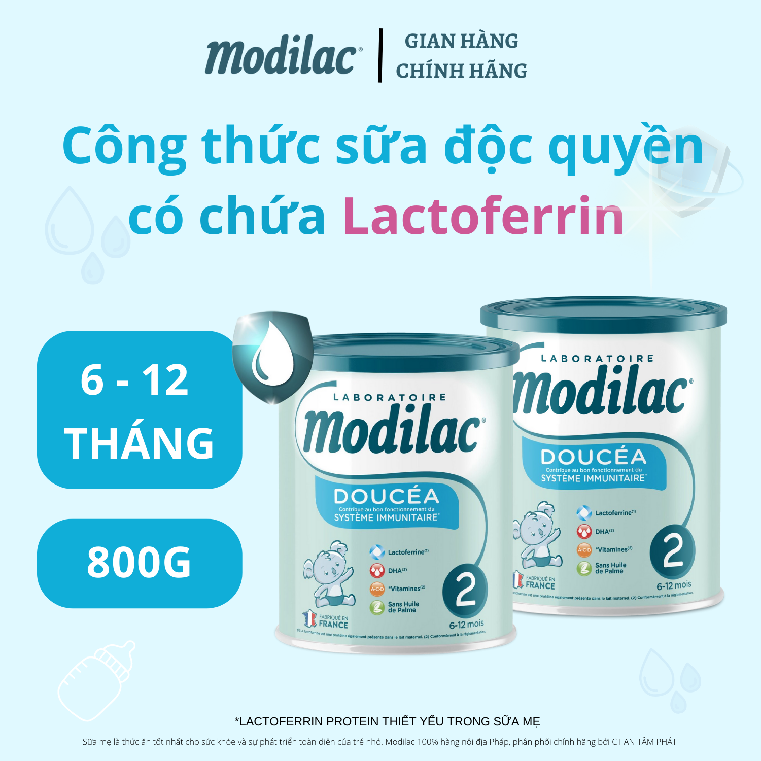 Combo 2 lon sữa công thức modilac doucéa 2 800g phát triển miễn dịch và khả năng tư duy