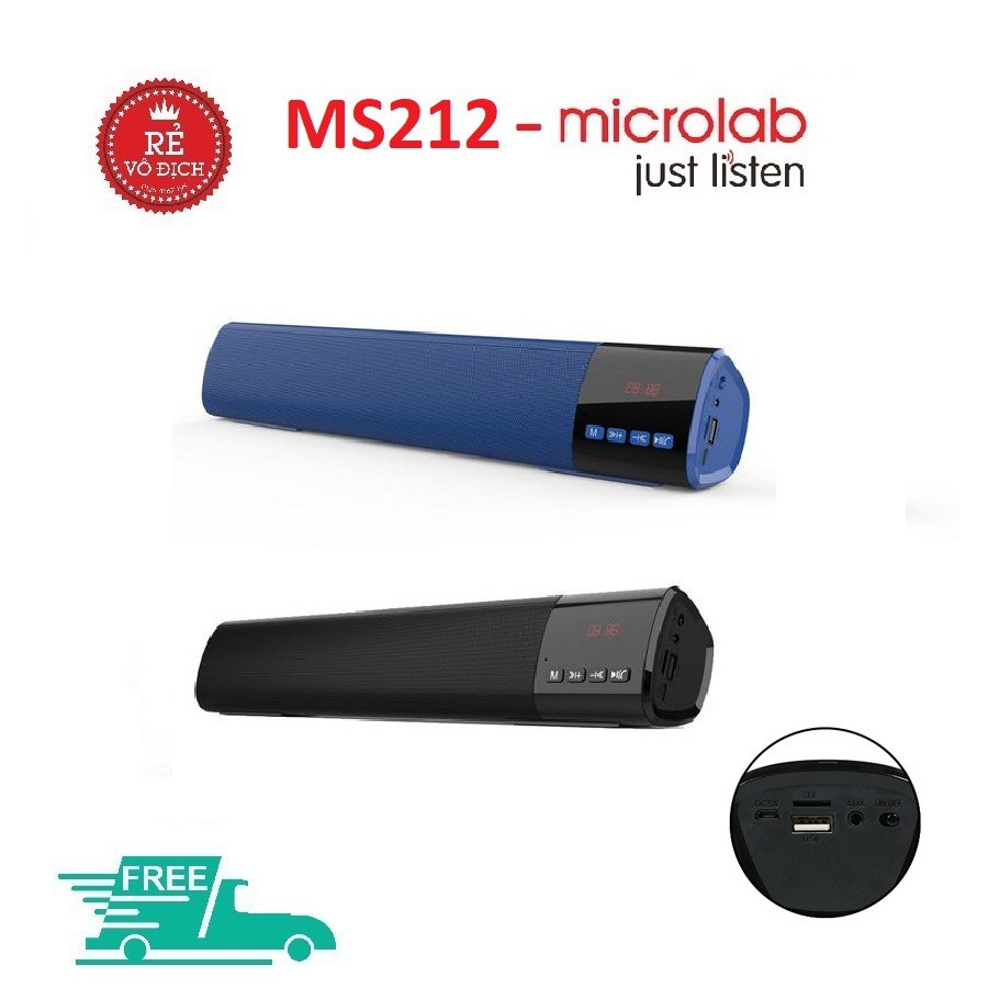 Loa bluetooth Microlab MS212 sạc pin thanh dài chính hãng siêu hay nhiều chức năng, Microlab MS212 kết nối bluetooth 5.0 Thiết kế sang trong Chất âm tốt trung thực, - Bảo Hành 12 Tháng.