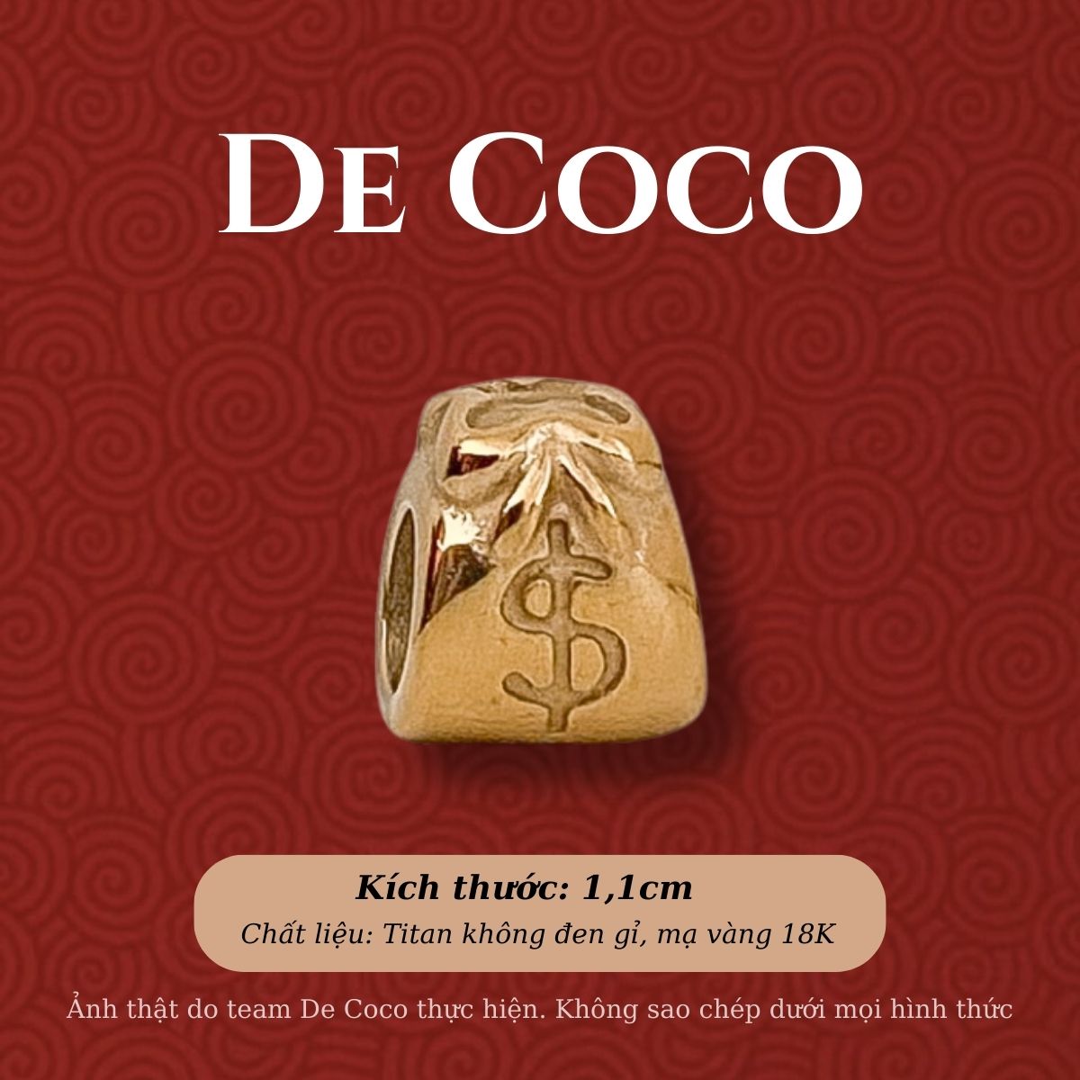 Không đen gỉ - hạt charm xâu vòng tay de coco túi tài lộc