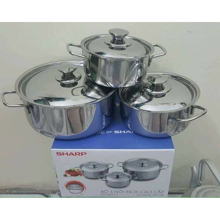 Bộ 3 nồi inox sharp